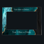 DIY Text, Black Gold & Teal Agate Magnetic Frame<br><div class="desc">Personalise with 2 lines of white text (or delete) on black,  gold and teal agate. This simple Classic Design can also be used to promote your Company Name.</div>