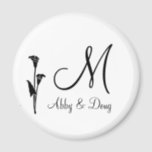 DIY Tulip logo with monogram Magnet<br><div class="desc">Simple line drawing in black of tulip against crisp white background.  Easily add your monogram,  names,  wedding dates or other text to this design.  Perfect for wedding favours,  decor and design using tulip themes.</div>