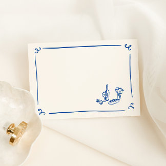 DIY Whimsical Hand Drawn Navy Blue Place Card