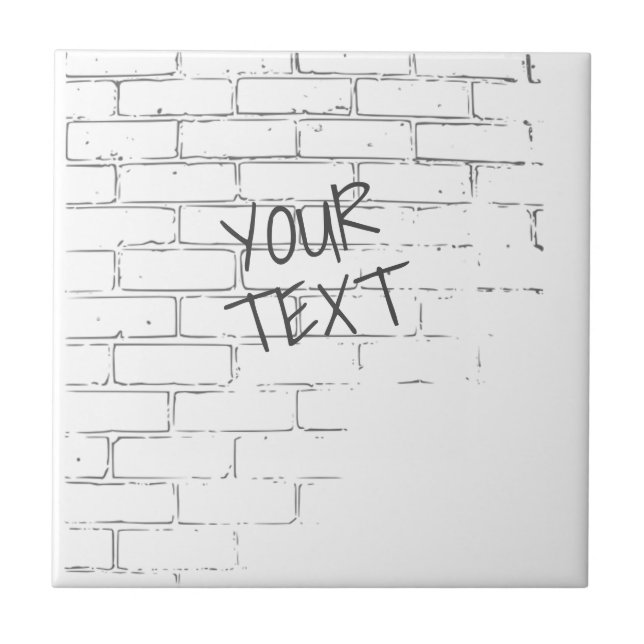 DIY WHITE BRICK WALL WITH GRAFFITI. PERSONAL CERAMIC TILE (Front)