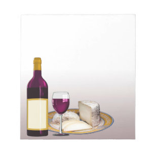 DIY WINE BOTTLE LABEL, WINE GLASS, CHEESE PERSONAL NOTEPAD