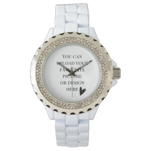 DIY, Women's Rhinestone White Enamel  Watch