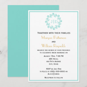 DIY Wreath of Roses 2 Initial Wedding Monogram CO2 Invitation