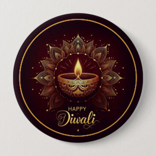 Diya Radiance – Mandala of Light 10 Cm Round Badge