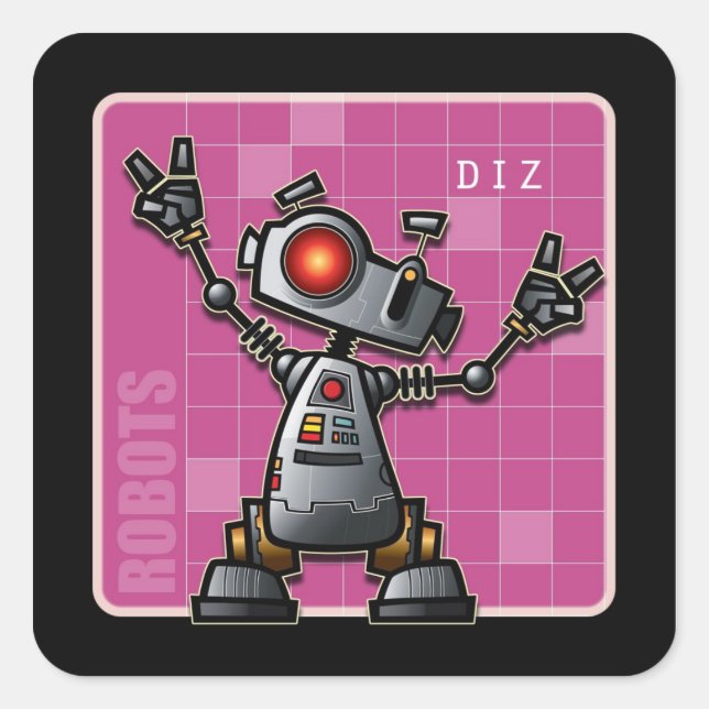Diz the Robot Square Sticker (Front)