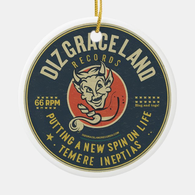Dizgraceland Records Ceramic Ornament (Front)