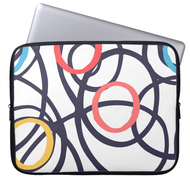 Dizzy Doodle Circles On White   Laptop Sleeve (Front)