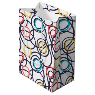 Dizzy Doodle Circles On White  Medium Gift Bag