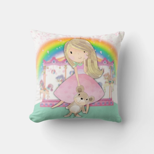 Dizzy Dreams, Little Girl, Cute Throw Pillow (Front)