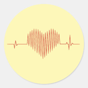 Dizzy Heartbeat Minimalist EKG Design Classic Round Sticker