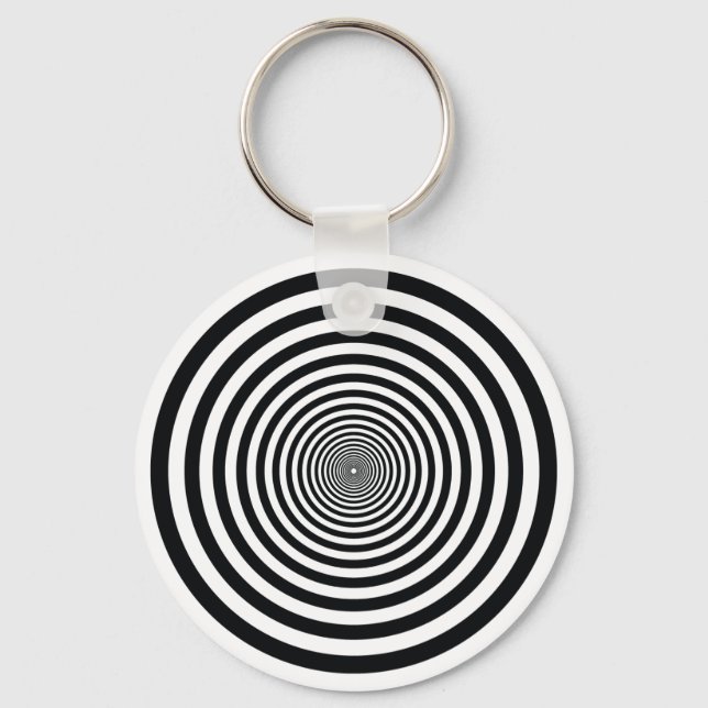 dizzy illusion black and white circle art vo1 key ring (Front)