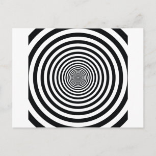 dizzy illusion black and white circle art vo1 postcard