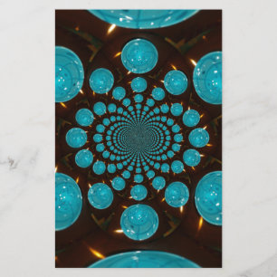 Dizzying Display of Cyan Lights Kaleidoscope Art Stationery
