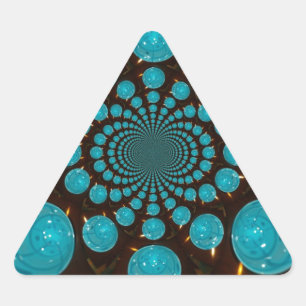 Dizzying Display of Cyan Lights Kaleidoscope  Art Triangle Sticker