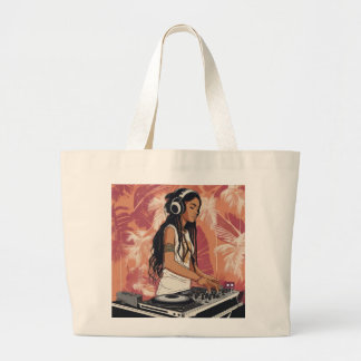 dj afro girl large tote bag