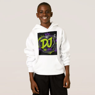DJ All Vinyl Kids Hoodie front bacl logo