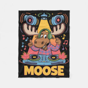 Dj Animal Moose Mixing Beats Music Fun  Fleece Blanket