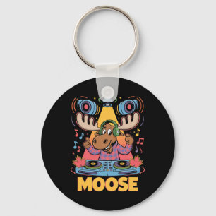 Dj Animal Moose Mixing Beats Music Fun Key Ring