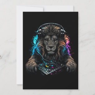 DJ as a wild lion Coaster Invitation