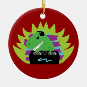 Dj-asaurus Rex Ceramic Tree Decoration