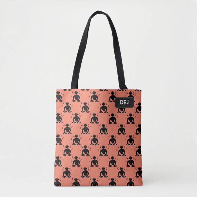 DJ at Turntables - Deejay design - add initials to Tote Bag (Front)