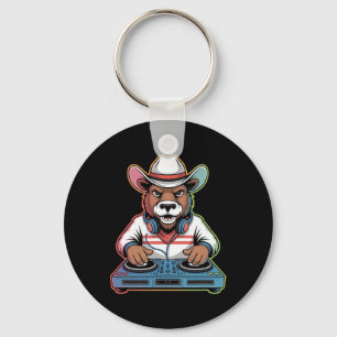 Dj Bear Cowboy Mixing Beats Key Ring