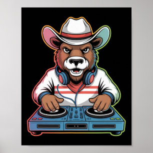 Dj Bear Cowboy Mixing Beats Poster