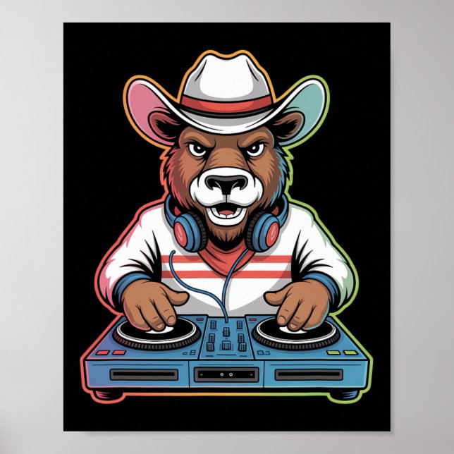 Dj Bear Cowboy Mixing Beats  Poster (Front)