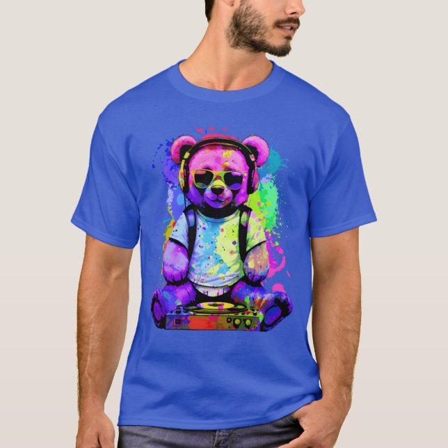 DJ Bear, Teddy, Cartoon, Music, Concerts Festivals T-Shirt (Front)