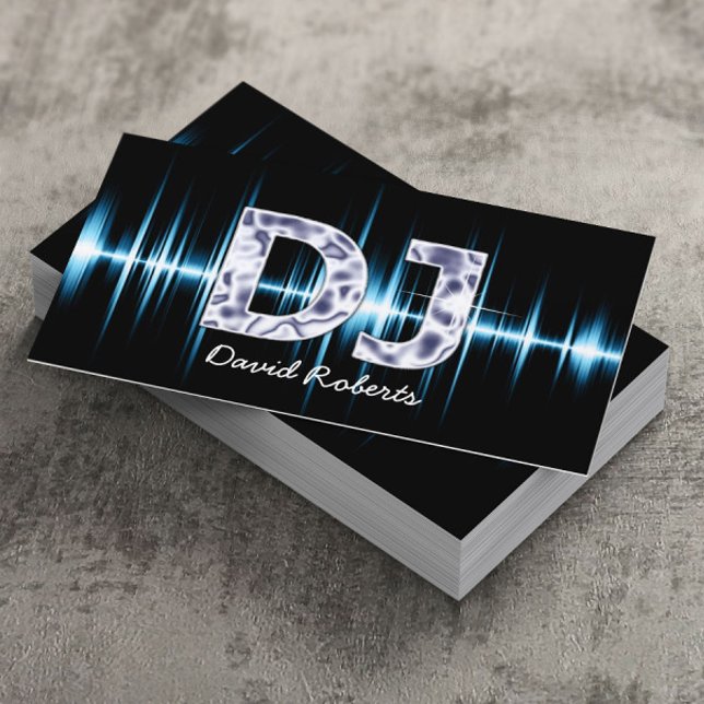DJ Blue Sound Waves Professional Deejay Music Business Card (Creator Uploaded)