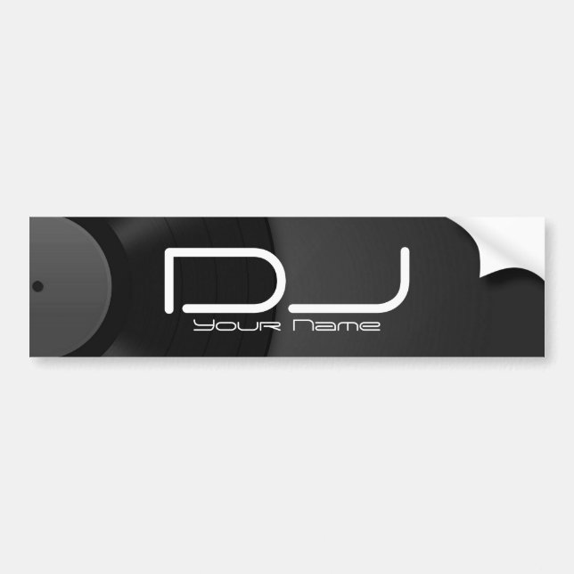 DJ Bumper Sticker with Vinyl Background (Front)