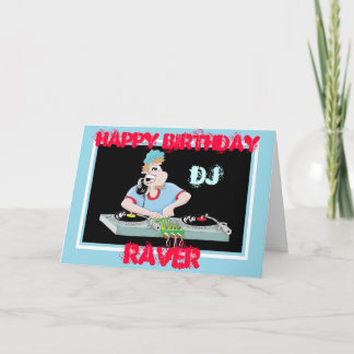 DJ cartoon happy birtday raver card