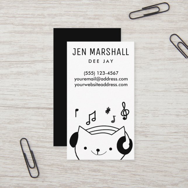 DJ cat Business Card (Front/Back In Situ)