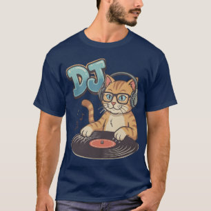 DJ Cat Cute Cartoon Music Lover T-Shirt