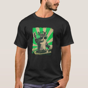 DJ Cat Disco Funny Sound Tech Headphone Techno Mus T-Shirt