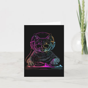 Dj Cat Edm Techno House Music Funny Cat Lover  Card
