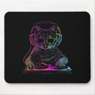 Dj Cat Edm Techno House Music Funny Cat Lover Mouse Pad