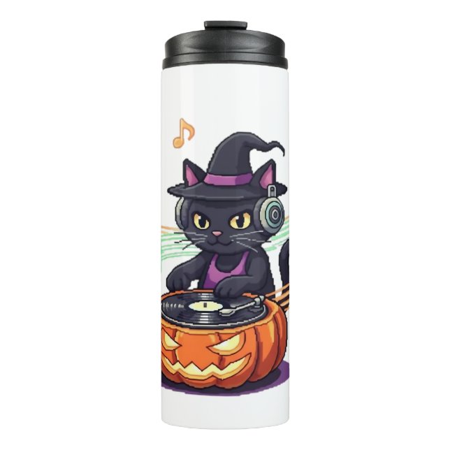 Dj cat halloween Oversized T-Shirt Thermal Tumbler (Front)