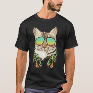 Dj Cat Headphones Kitten Music Producer T-Shirt