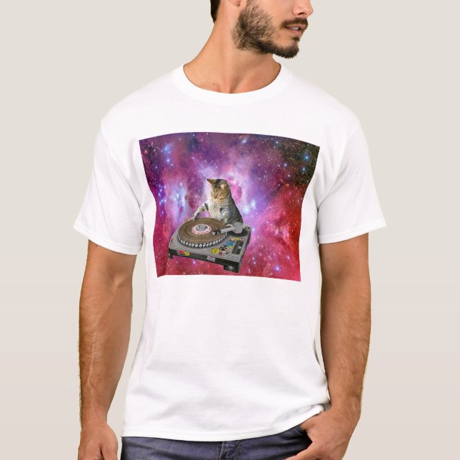 DJ Cat In Space T-Shirt (Front)