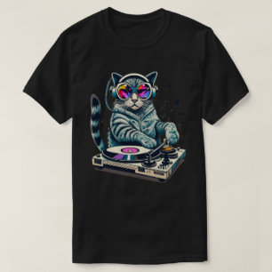 DJ Cat Mixing Turntable T-Shirt
