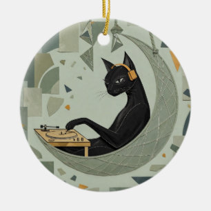 DJ Cat Moon Hammock Ornament
