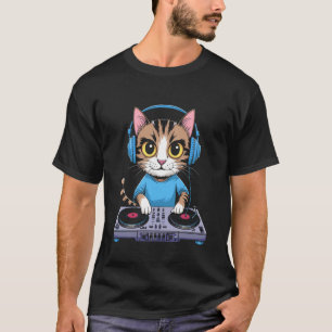 DJ Cat Rainbow T-Shirt House Music Kitty Tee