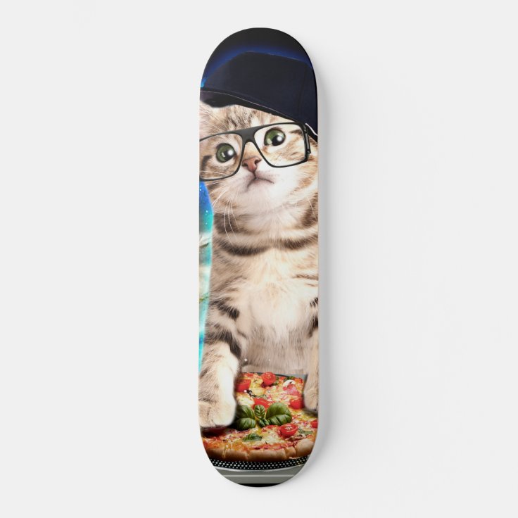 dj cat - space cat - cat pizza - cute cats skateboard | Zazzle dj cat - space cat - cat pizza - cute cats skateboard | Zazzle