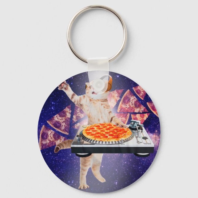 DJ Cat Turntable Mixer Key Ring (Front)