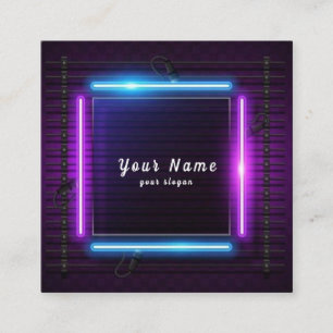 DJ Colourful Neon Lights Vibrant - Stand Out Square Business Card