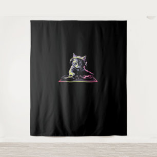 DJ Controller Cat - Funny DJ Cat Tapestry