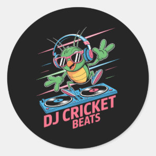 Dj Cricket Beats Groovy Music Fun  Classic Round Sticker