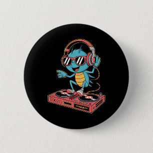 Dj Cricket Spin The Music Party Vibes 6 Cm Round Badge