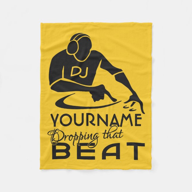 DJ custom name & colour fleece blanket (Front)